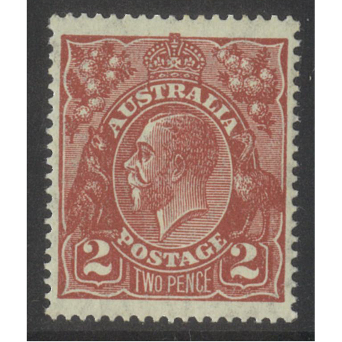 Australia KGV Small Multi WMK P14 2d Stamp Red-Brown SG89 BW98A MUH #AU55