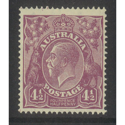 Australia KGV Small Multi WMK p14 4½d Stamp Reddish Violet SG92 BW119B MUH #AU55