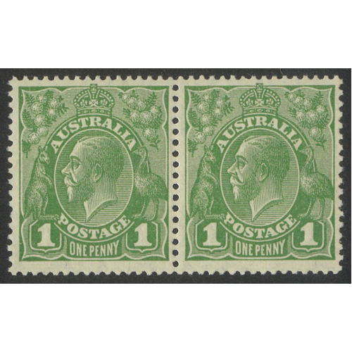 Australia KGV Small Multi WMK p13½x12½ 1d Stamp Green Die I/II Pair MUH #AU56