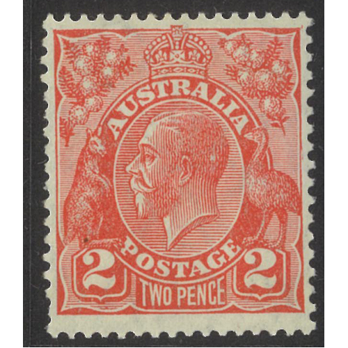 Australia KGV Small Multi WMK p13½x12½ 2d Stamp Pale Scarlet Die III MUH #AU56