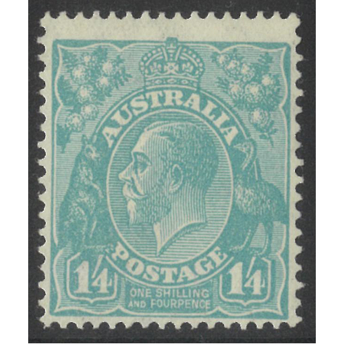 Australia KGV CofA WMK 1/4 Stamp Greenish Blue SG131 MLH #AU56