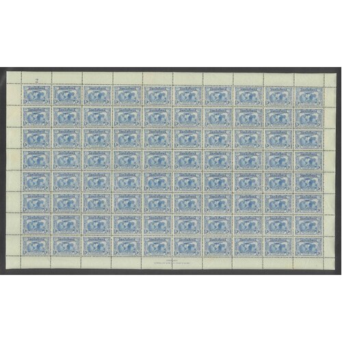 Australia 1931 Kingsford-Smith 3d Plate 2 Full Sheet/80 Stamps Minor Tone MUH