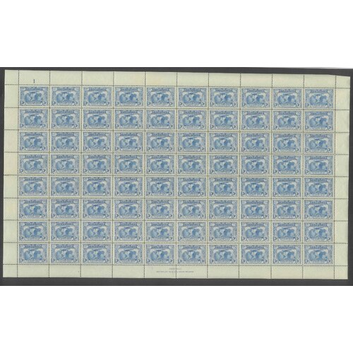 Australia 1931 Kingsford-Smith 3d Plate 2 Full Sheet/80 Stamps Minor Tone MUH