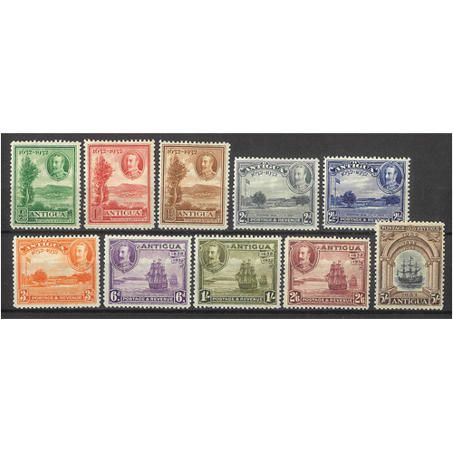 Antigua 1932 Tercentenary Set of 10 Stamps to 5/- SG81/90 MLH #W2