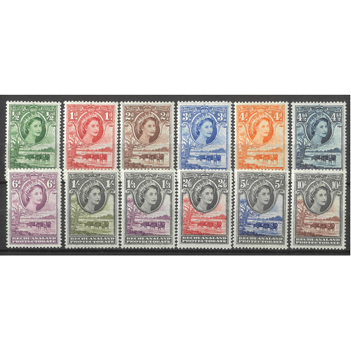 Bechuanaland 1955-58 QEII/Cattle Set/12 Stamps to 10/- SG143/53 MUH #W2