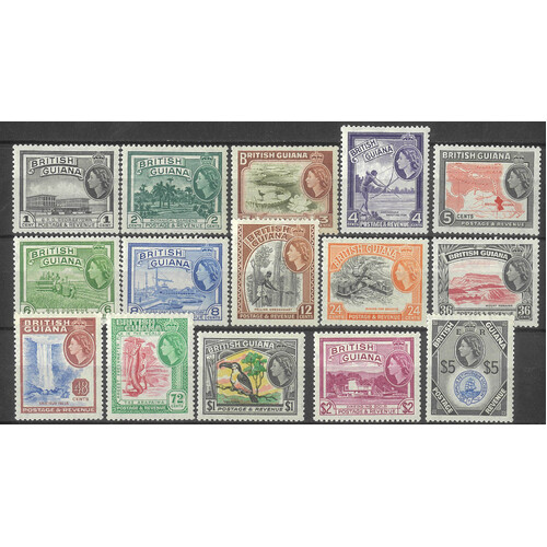 British Guiana 1954 QEII Pictorials Set/15 Stamps to $5 SG331/45 MUH #W2