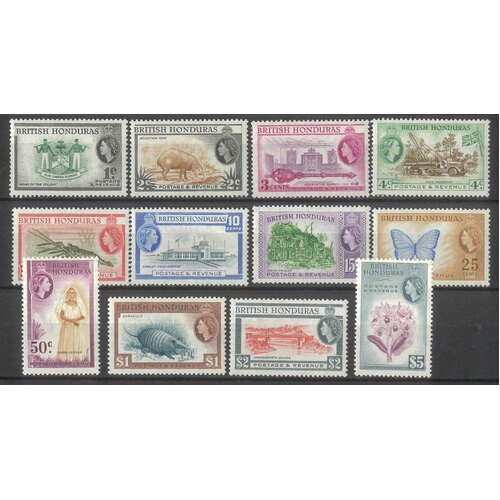 British Honduras 1953 QEII Pictorials Set/12 Stamps to $5 SG179/90 MUH #W2