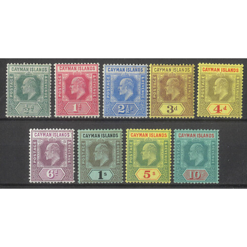 Cayman Islands 1907-09 KEVII Set/9 Stamps (1/- Multi Crown WMK) SG25/34 MH #W2