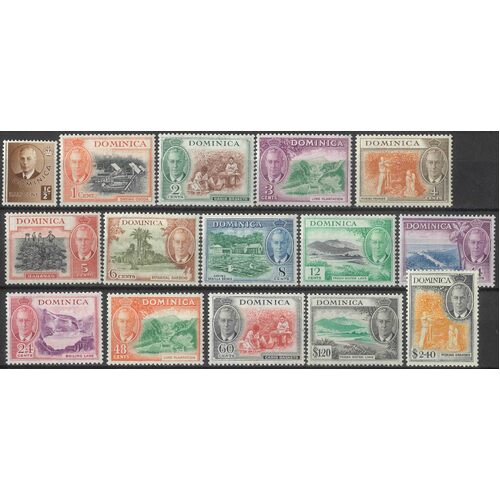 Dominica 1951 KGVI Decimal Pictorials Set/15 Stamps to $2.40 SG120/34 MLH #W2