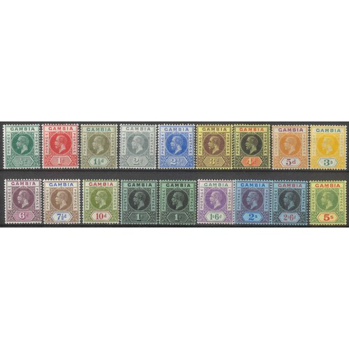 Gambia 1912-22 KGV Multi Crown CA WMK Set/17 Stamps plus 1/- Shade Most MLH #W2