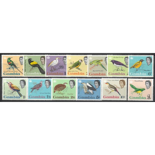 Gambia 1963 QEII Birds Set/13 Stamps to £1 SG193/205 MUH #W2