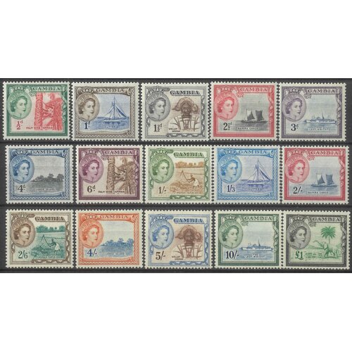 Gambia 1953 QEII Pictorials Set/15 Stamps to £1 SG171/85 MUH #W2