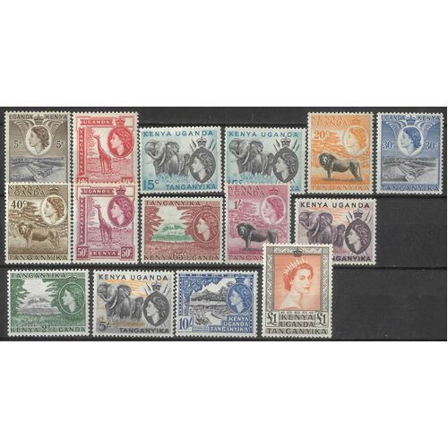 K.U.T. 1954-59 QEII Pictorials Set/14 Stamps plus Redrawn 15c SG167/80 MUH #W2