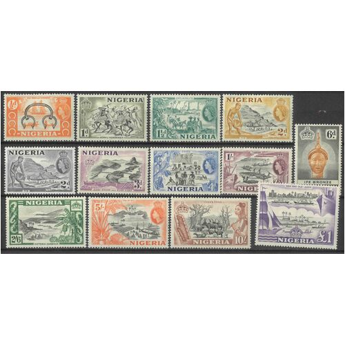 Nigeria 1953-58 QEII Pictorials Simplified Set/13 Stamps SG69/80 Most MLH #W2