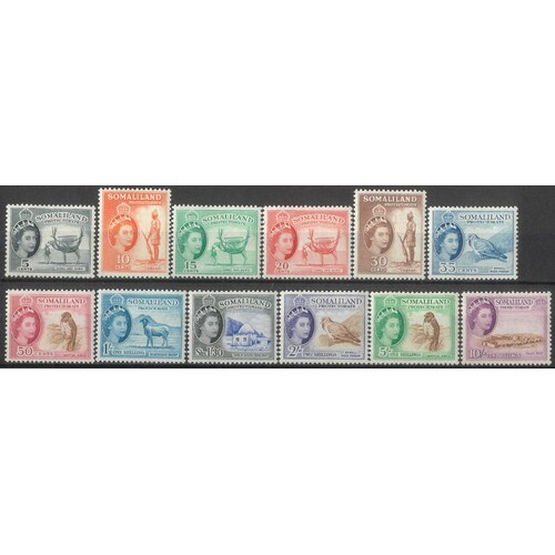 Somaliland 1953-58 QEII Pictorials Set/12 Stamps to 10/- SG137/48 MUH #W2