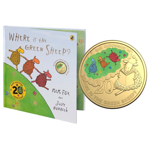 Australia 2024 "Where is the Green Sheep" Deluxe Book Gold-Plated Coloured 20c UNC Coin