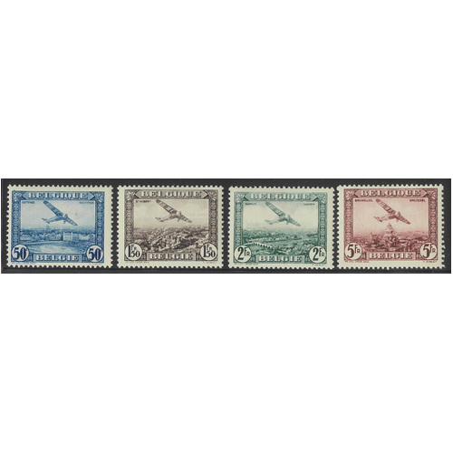 Belgium 1930 Airmail Set of 4 Stamps Scott C1/4 Michel 280/83 MUH 36-11*