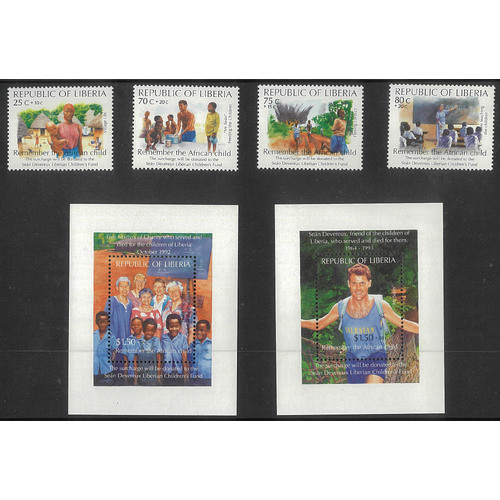 Liberia 1994 Children's Fund Set/4 Stamps & 2 Mini Sheets Scott B20/25 MUH 36-19