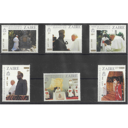 Zaire 1985 Pope's Second Visit Surcharged set/6 stamps Scott 1190/3 MUH 35-20*