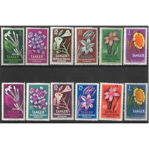 Tangier c.1950's Telegraph Series/Flowers Set/12 Stamps Mint Unhinged 9-7