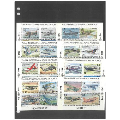 Aircraft Omnibus 1993 75th Anniversary of Royal Air Force 32 Stamps & 8 Mini Sheets MUH 3-1