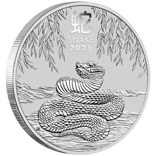 Australia 2025 Perth Mint Year Of The Snake 1oz Silver Bullion $1 Coin in Capsule