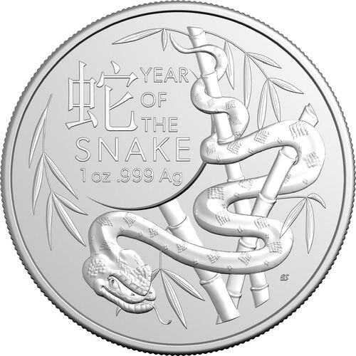 Australia 2025 Royal Australian Mint Year Of The Snake 1oz Silver Bullion $1 Coin in Capsule