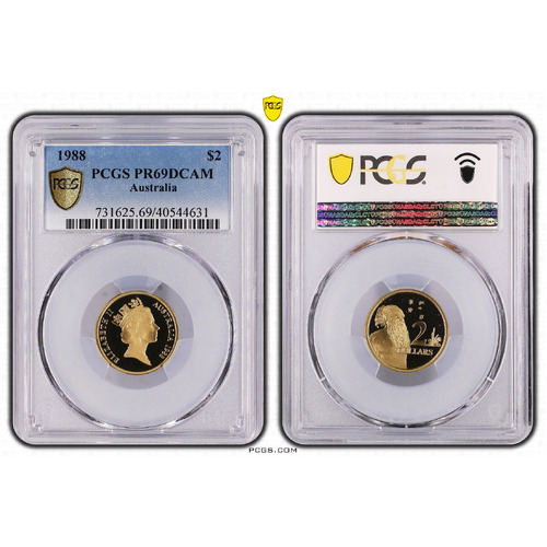 Australia 1988 $2 Proof Coin PCGS PR69DCAM Grading