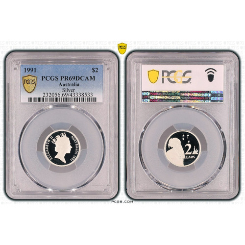 Australia 1991 $2 Silver Proof Coin PCGS PR69DCAM Grading