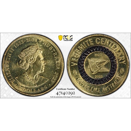 Australia 2023 Vegemite Centenary Tastes Like Australia $2 Coloured Coin PCGS MS65