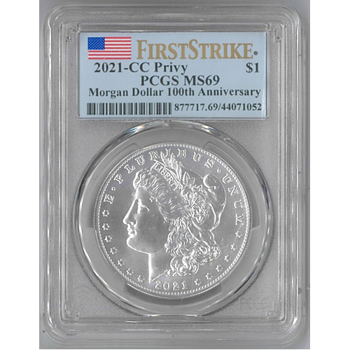 USA 2021 Morgan Dollar 100th Anniversary First Strike CC Privy Coin PCGS MS69