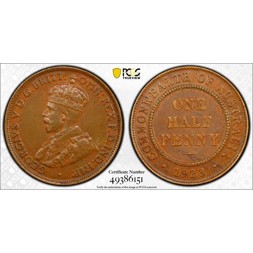 Australia 1923 Half Penny PCGS AU55