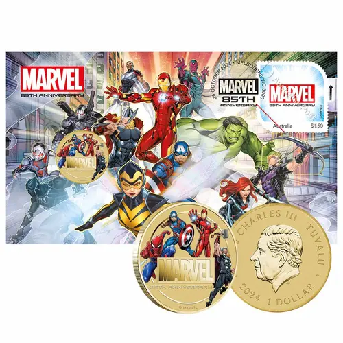 Australia 2024 85th Anniversary of Marvel $1 Stamp & Coin Cover PNC