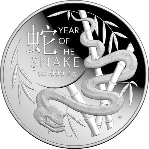 Australia 2025 Year of the Snake $5 1oz Fine Silver Proof Domed Coin