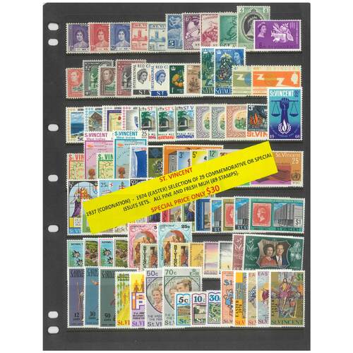 St Vincent 1937-74 Selection of 29 Commemorative Sets 89 Stamps MUH #483