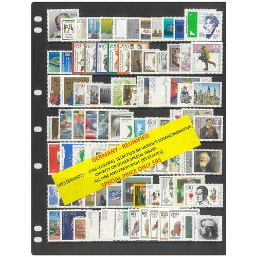 Germany Reunified 1993-96 Selection of Various Issues 89 Stamps MUH #267