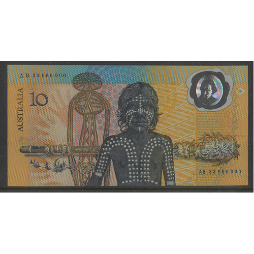 Australia 1988 Bicentennial Aboriginal $10 Banknote R310aL Last Prefix AB33 EF #5-71