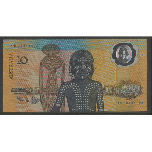 Australia 1988 Bicentennial Aboriginal $10 Banknote R310aL Last Prefix AB33 aUNC #5-71