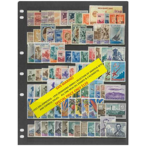 San Marino 1923-59 Selection of Various Sets 91 Stamps & 3 Mini Sheets MUH #292