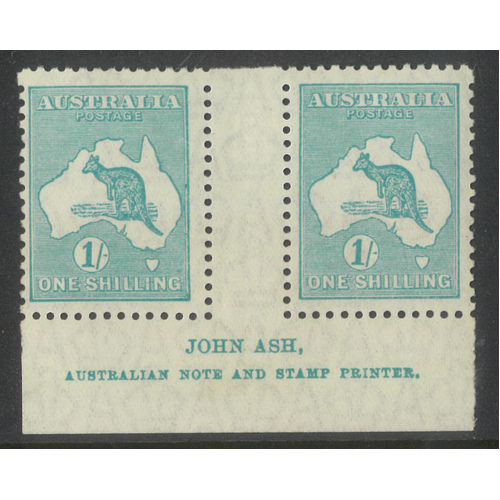 Australia Kangaroo Stamps Small Multi WMK 1/- SG109 Ash Imprint Pair MUH #AU51