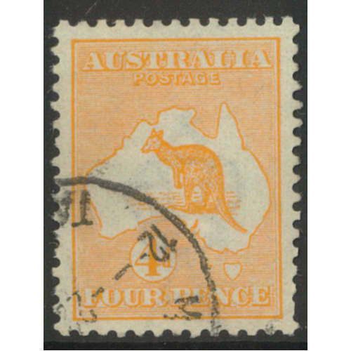 Australia Kangaroo Stamp 1st WMK 4d Orange SG 6 Fine Used #AU49