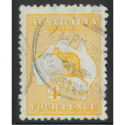 Australia Kangaroo Stamp 1st WMK 4d Orange-Yellow SG 6a Fine Used #AU49