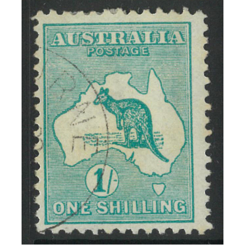 Australia Kangaroo Stamp 1st WMK Inverted 1/- Emerald SG 11w CTO with gum #AU49