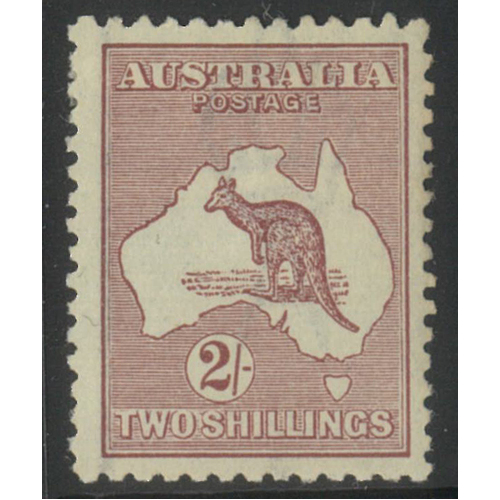 Australia Kangaroo Stamp 3rd WMK 2/- Maroon SG 74 Mint Very Lightly Hinged #AU49