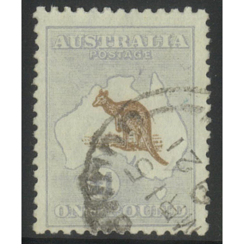 Australia Kangaroo Stamp 3rd WMK £1 Brown & Pale Blue SG 44 Fine Used #AU49