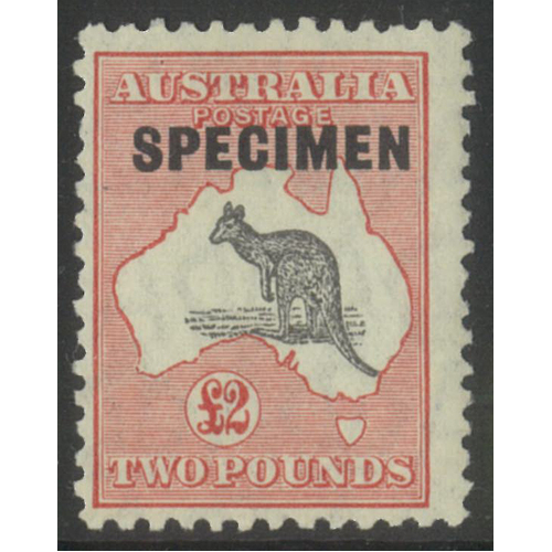 Australia Kangaroo Stamp S/Mult WMK £2 Black/Rose Ovpt Specimen SG114s MUH #AU49