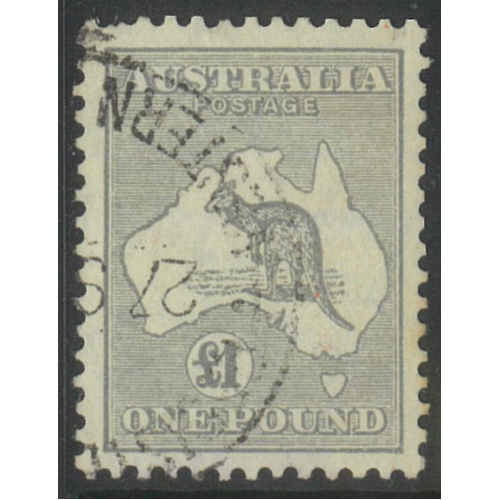 Australia Kangaroo Stamp CofA WMK £1 Grey SG75 Fine Used #AU49