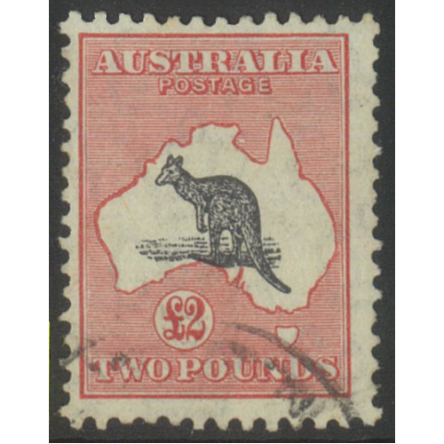 Australia Kangaroo Stamp CofA WMK £2 Black/Rose SG138 Fine Used #AU49