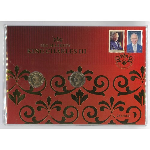 Australia Post 2024 Impressions His Majesty King Charles III Stamps & 2x$1 Coin PNC