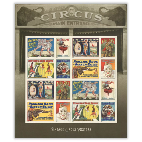 USA 2014 Vintage Circus Posters Sheet/16 Forever Stamps Self-adhesive MUH 3-13